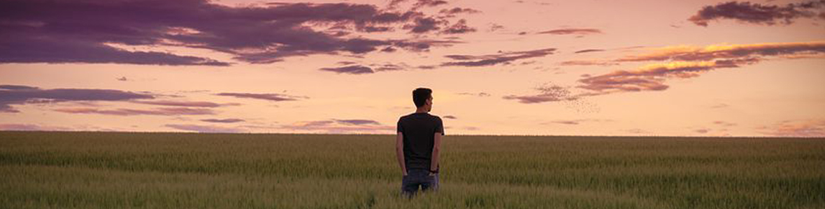 person in the grasslands